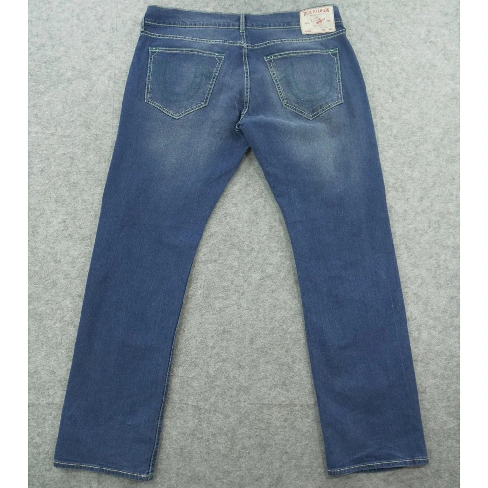 True Religion Jeans Mens 36 Blue Ricky Relax Slim Mid Rise Zip Fly